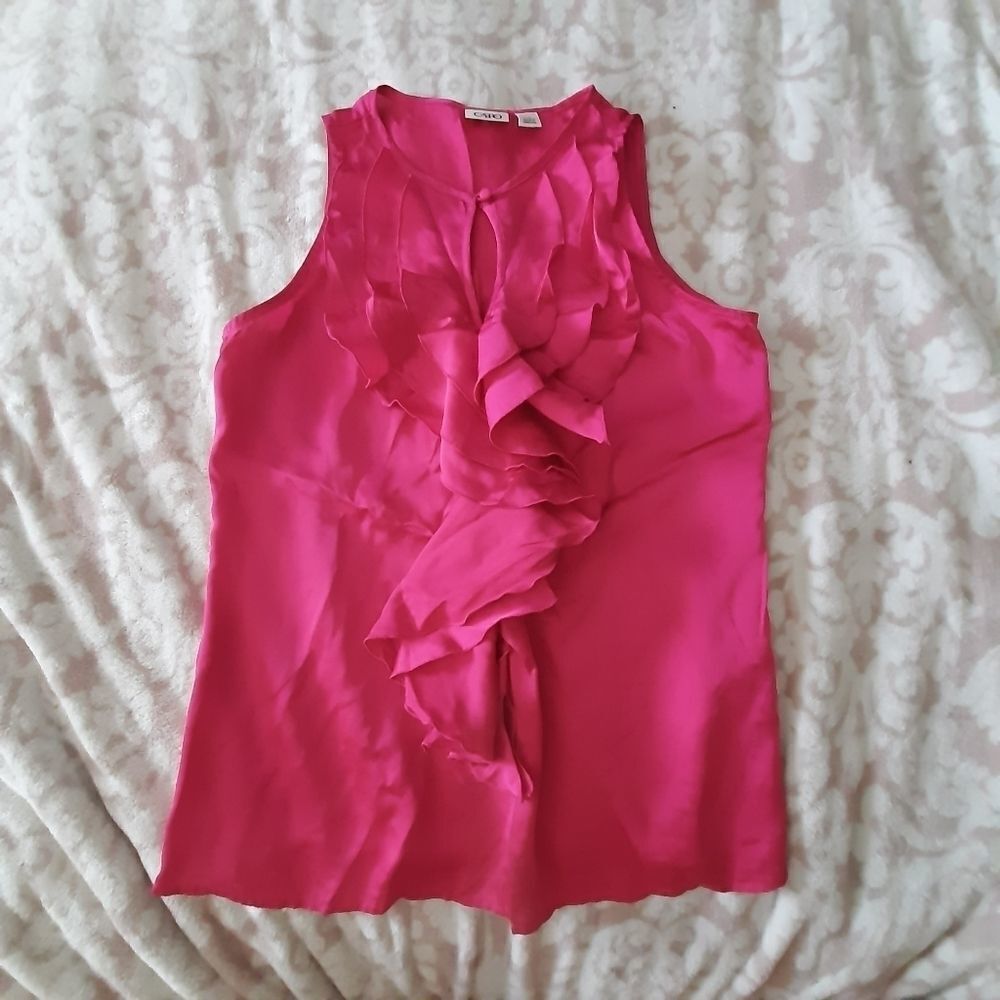 Cato sz Med pink sleeveless light ruffle top